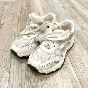 Zara Kids White & Sliver Athletic Sneakers with Mesh Upper